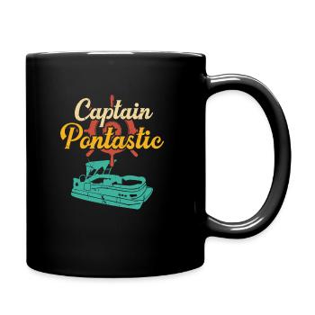 Pontoon Boat Captain Pontastic Fathers Day Gift - Full Colour Mug - black - Right
