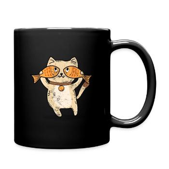 katze perserkatze süß haustier geschenk fisch - Tasse einfarbig - Schwarz - Rechts