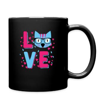 Katzenliebhaber-Jungen-Mädchen scherzt Liebes-Katzen-Haustier-Tier - Tasse einfarbig - Schwarz - Rechts