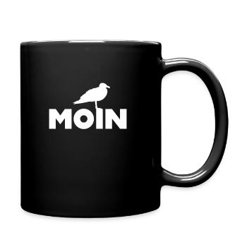 Moin Möwe Geschenk Norddeutsch Nordlichter - Tasse einfarbig - Schwarz - Rechts
