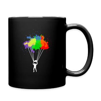 Colorful Parachuting Skydiving Paragliding - Full Colour Mug - black - Right
