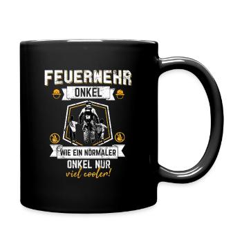 onkel feuerwehr geschenk - Tasse einfarbig - Schwarz - Rechts