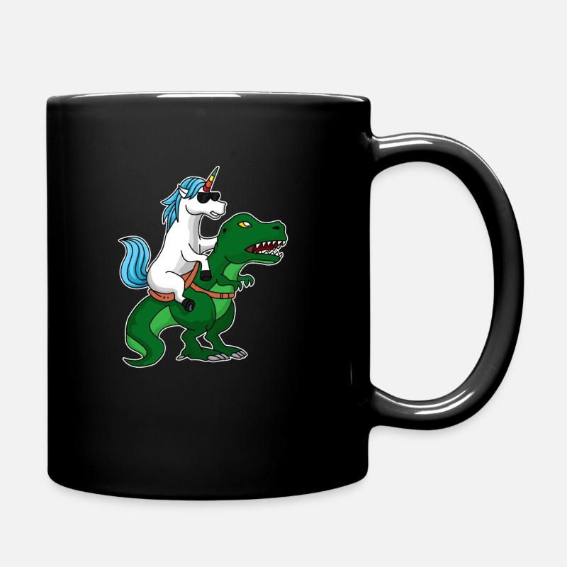 Party Einhorn reitet auf T-Rex Dinosaurier - Tasse einfarbig - Schwarz