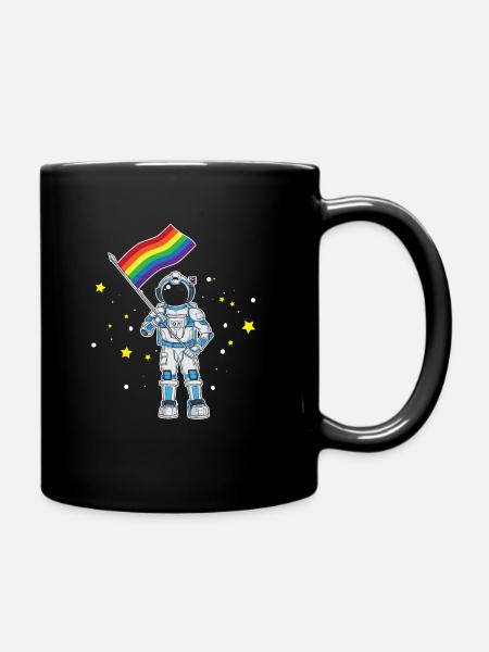 LGBT Gay Pride Astronaut Rainbow Flag Geschenk - Tasse einfarbig - Schwarz