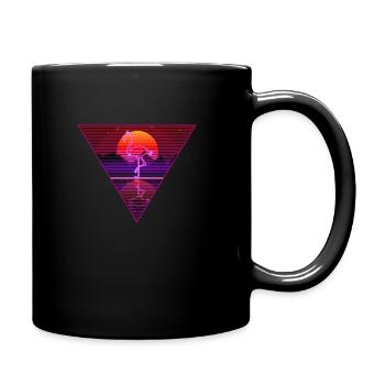 Retro Neon Flamingo Party 80s 90s Vintage Disco - Tasse einfarbig - Schwarz - Rechts