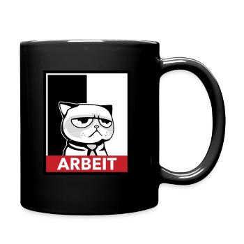 Drôle de chat fatigué travail matinal cadeau - Mug uni - noir - Droite