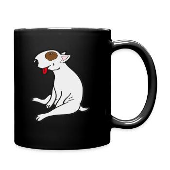 Sitzender Bull Terrier - Tasse einfarbig - Schwarz - Rechts