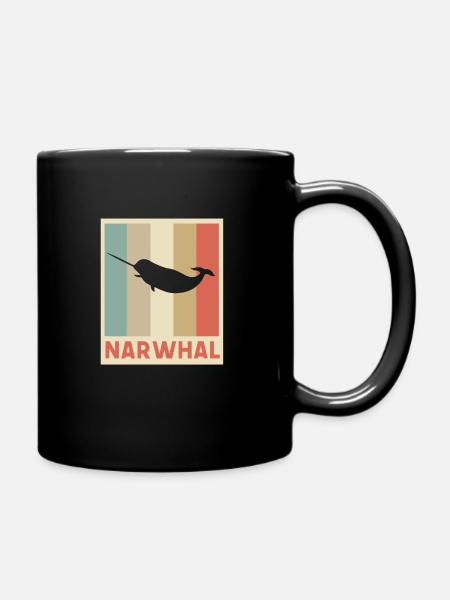 Narwhal unicorn marine unicorn whale narwhal gift - Full Colour Mug - black