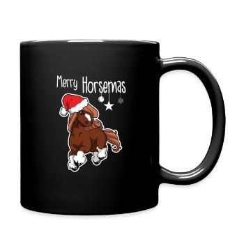 Frohe Weihnachten Pferd - Pony Riding Lover - Tasse einfarbig - Schwarz - Rechts