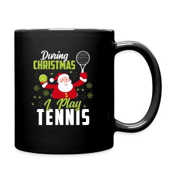 Tennis Weihnachtsmann - Tasse einfarbig - Schwarz - Rechts