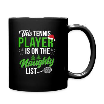 Tennisspieler Weihnachten - Tasse einfarbig - Schwarz - Rechts