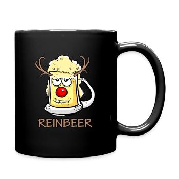 REINBEER - Rentier Weihnachts Geschenk Idee - Tasse einfarbig - Schwarz - Rechts