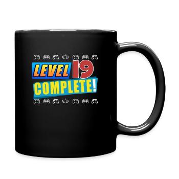 Level 19 Complete! - 19th Unlocked Birthday Gift - Full Colour Mug - black - Right