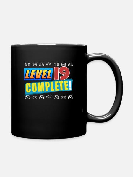 Level 19 Complete! - 19th Unlocked Birthday Gift - Full Colour Mug - black