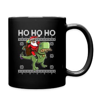 HO HO HO - Santa Claus T-Rex Gingerbread Man Gifts - Full Colour Mug - black - Right