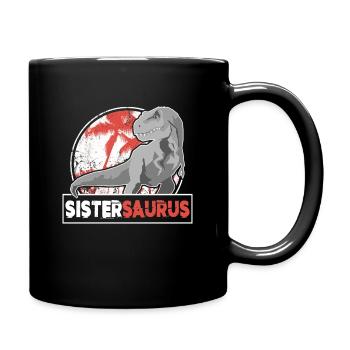 SISTERSAURIER Sister T Rex Dino Fan Shirt - Full Colour Mug - black - Right