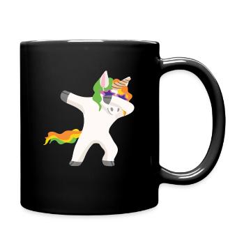 Dabbing Unicorn Dab dabbendes Einhorn - Tasse einfarbig - Schwarz - Rechts