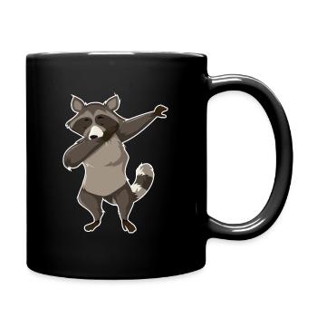 Dabbender Waschbär - Tasse einfarbig - Schwarz - Rechts