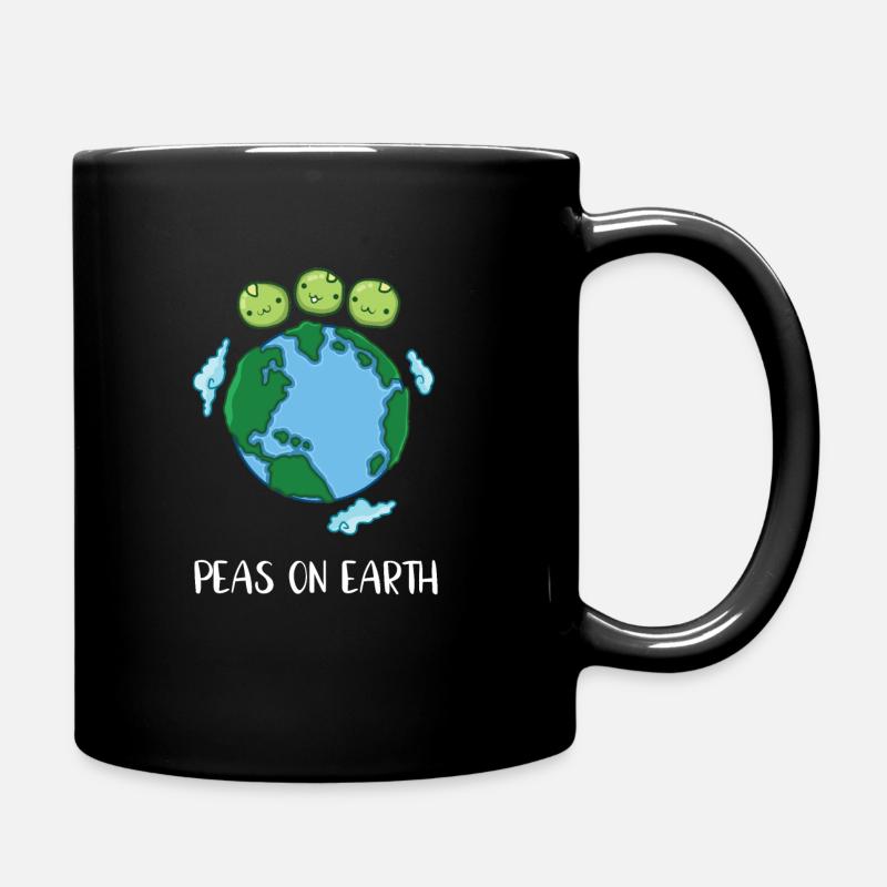 Peas On Earth Funny Peace Christmas - Full Colour Mug - black