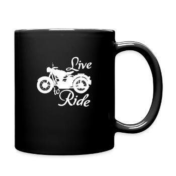 Live to ride - bikelife - Motorradfahrer - Tasse einfarbig - Schwarz - Rechts