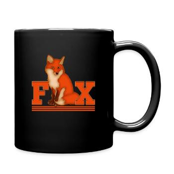 Fuchs Shirt - Tasse einfarbig - Schwarz - Rechts