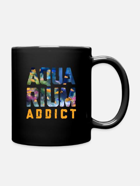süchtig nach Aquarium - Tasse einfarbig - Schwarz