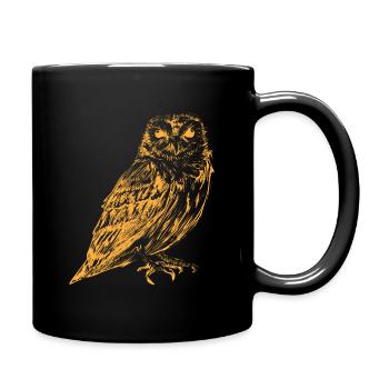 gelbe Eule - Tasse einfarbig - Schwarz - Rechts