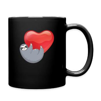 Sloth Heart Valentine's Day - Full Colour Mug - black - Right