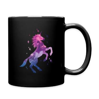 Galaxie Einhorn - Tasse einfarbig - Schwarz - Rechts