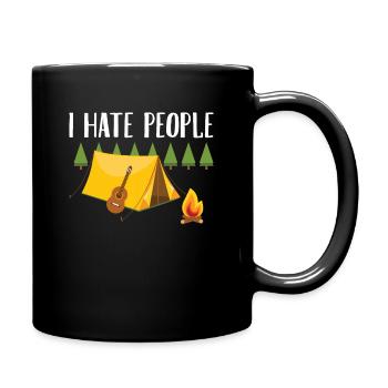 Zelt ich hasse Menschen - Tasse einfarbig - Schwarz - Rechts
