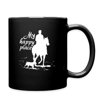 My Happy Place - Pferd & Hund - Tasse einfarbig - Schwarz - Rechts