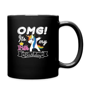 18. Geburtstag - Tasse einfarbig - Schwarz - Rechts