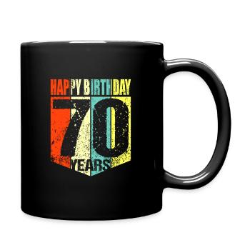 70. Geburtstag - Tasse einfarbig - Schwarz - Rechts