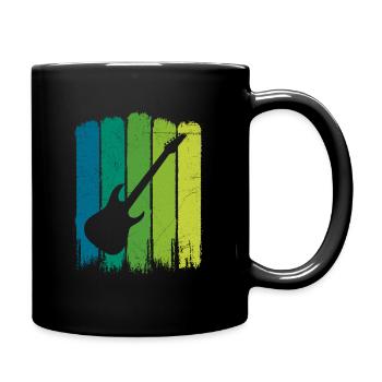 Electric guitar silhouette, guitarist rock metal music - Full Colour Mug - black - Right