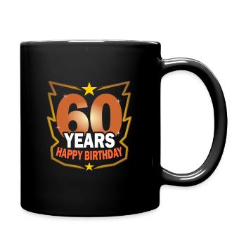 60. Geburtstag - Tasse einfarbig - Schwarz - Rechts