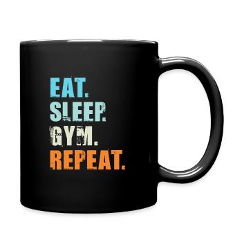 EAT SLEEP GYM REPEAT t-shirt workout gym fitness - Full Colour Mug - black - Right