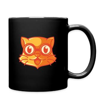 Nerd cat, gift glasses geek eyeglasses snake - Full Colour Mug - black - Right