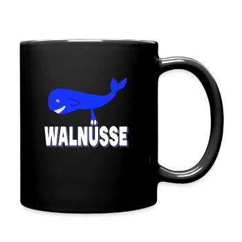 Walnüsse - Lustig Hoden Nüsse Wal Nuß Eier - Tasse einfarbig - Schwarz - Rechts