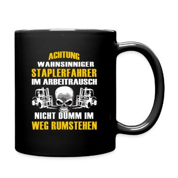 Staplerfahrer Stapler Gabelstapler Totenkopf - Tasse einfarbig - Schwarz - Rechts