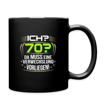 70. Geburtstag - Tasse einfarbig - Schwarz - Rechts