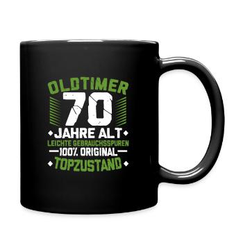 70. Geburtstag - Tasse einfarbig - Schwarz - Rechts