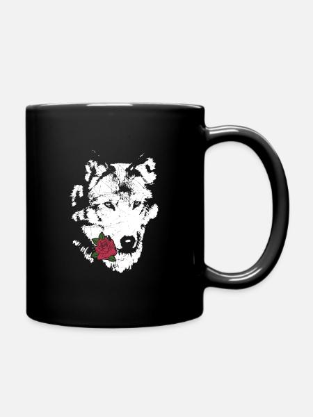 Wolf - Tasse einfarbig - Schwarz