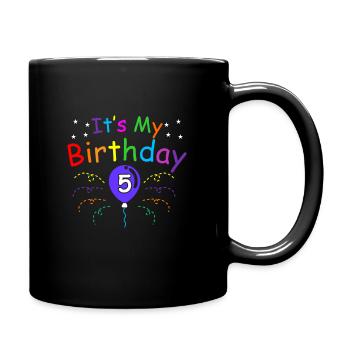 5. Geburtstag - Tasse einfarbig - Schwarz - Rechts
