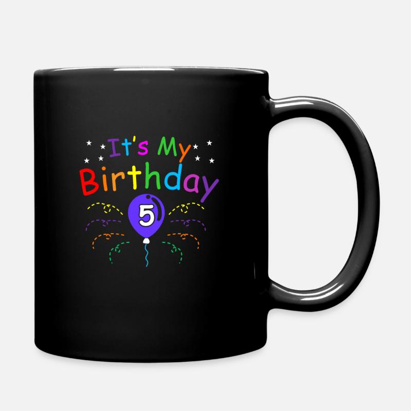 5. Geburtstag - Tasse einfarbig - Schwarz