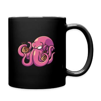 Oktopus Geld, reichtum tintenfisch reich kraken - Tasse einfarbig - Schwarz - Rechts