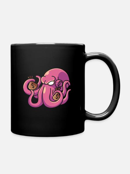 Octopus money, wealth octopus rich octopus - Full Colour Mug - black