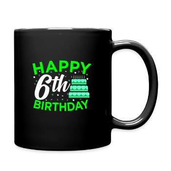 6. Geburtstag - Tasse einfarbig - Schwarz - Rechts