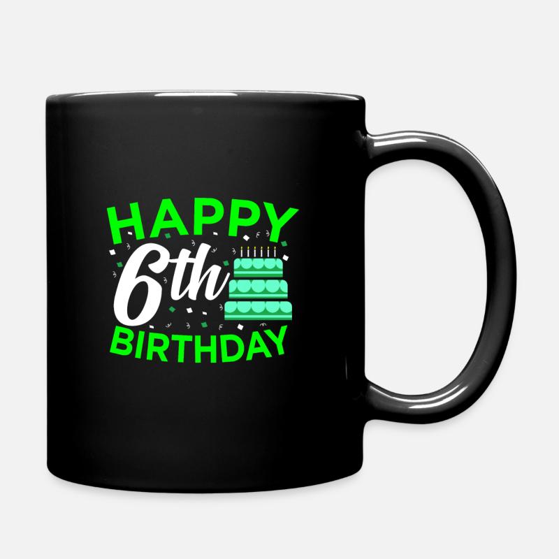 6. Geburtstag - Tasse einfarbig - Schwarz
