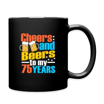 75. Geburtstag - Tasse einfarbig - Schwarz - Rechts