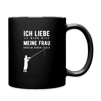 Fischer Fischen Angeln Geschenk Geschenkidee Lusti - Tasse einfarbig - Schwarz - Rechts